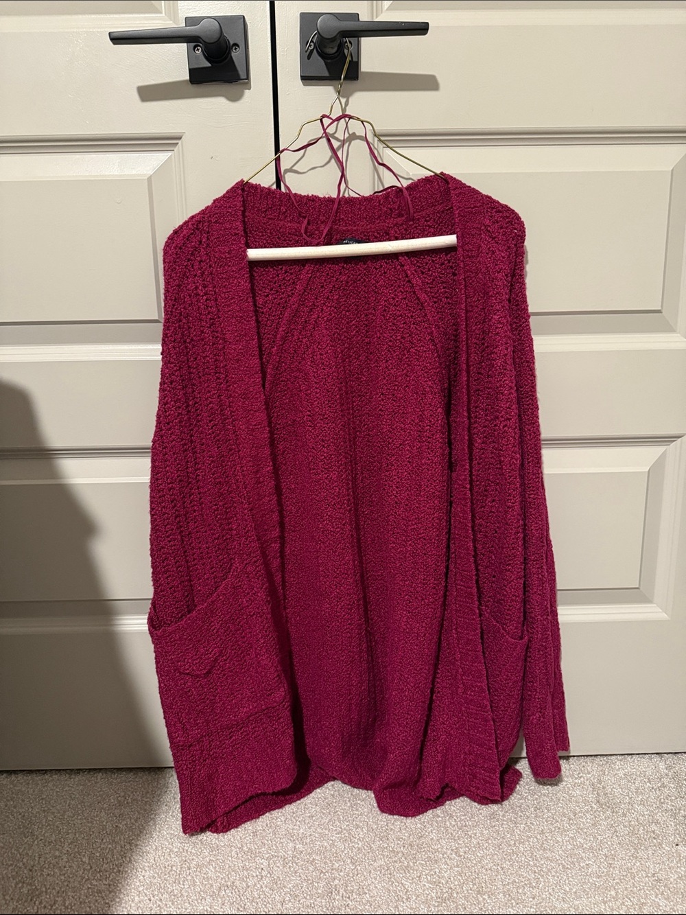 Cozy Open-Front Women's Cardigan Sweater - Wine